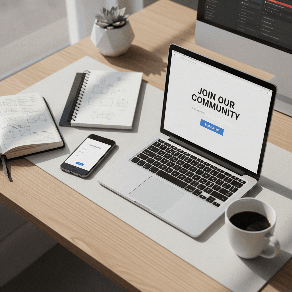 Open laptop with email newsletter