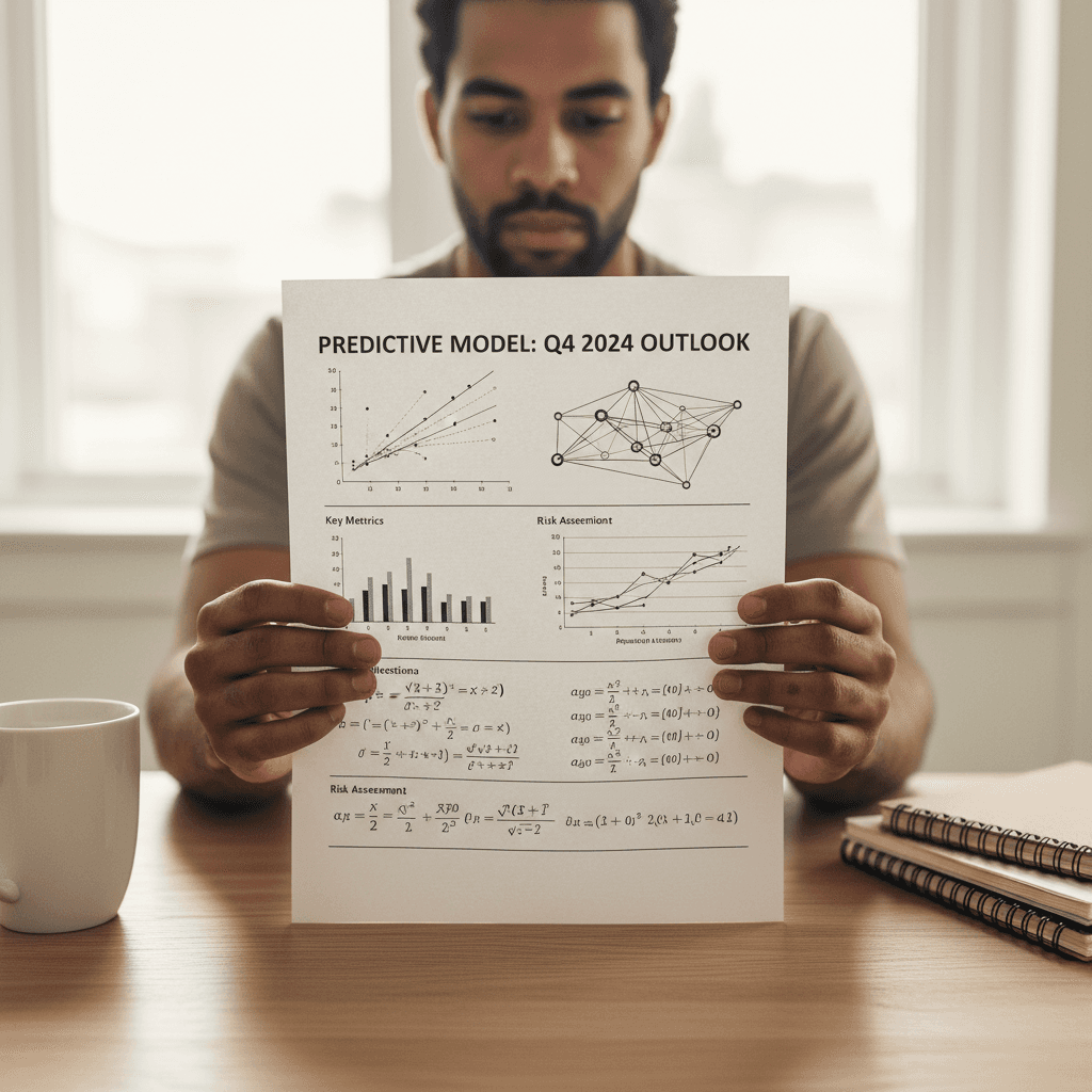 Printed report with political analysis text and chart