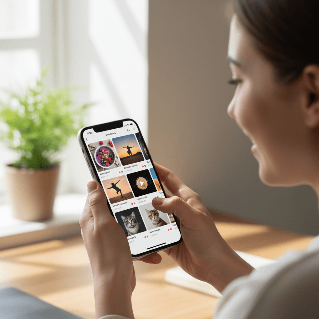 Person scrolling social media feed on smartphone